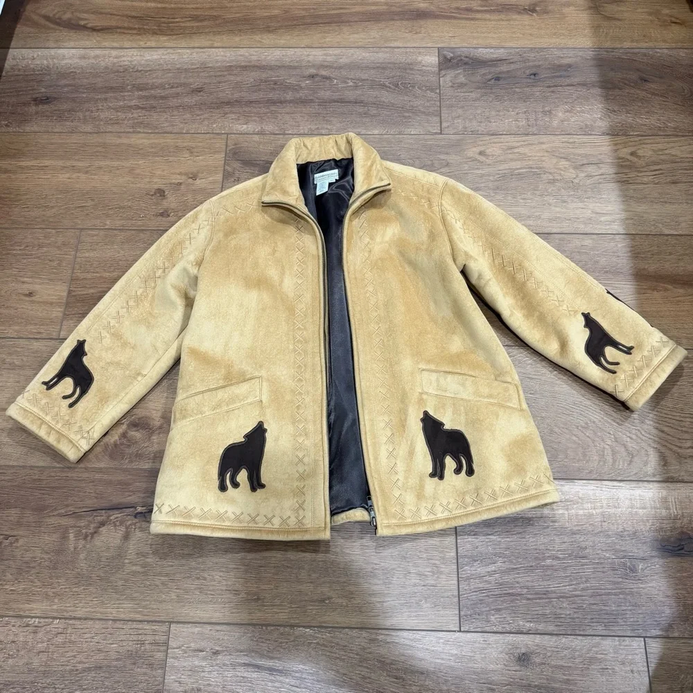 Coldwater Creek Wolf Faux Suede Coat Size PS - Picture 6 of 8